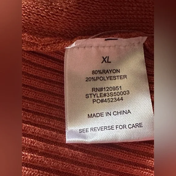 Olive & Oak Ribbed Rust Sleeveless Sweater Dress with Button Detail• Size XL - Picture 5 of 6